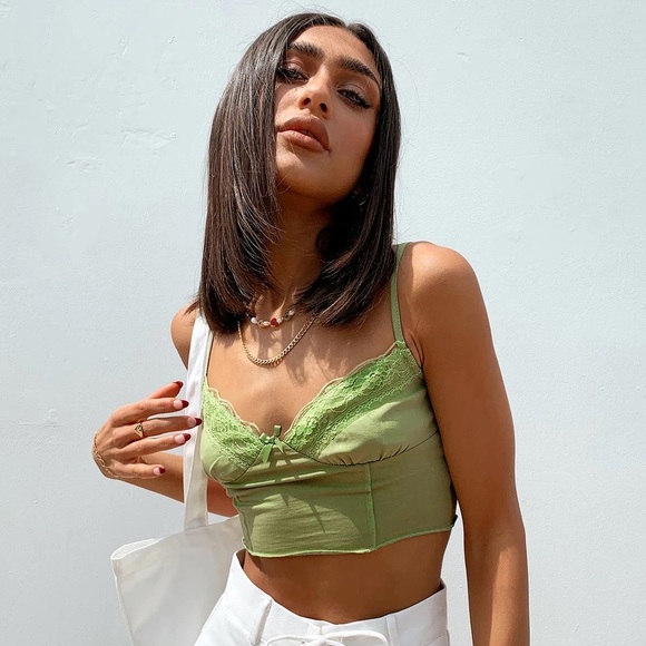 Princess Polly Tops - Princess Polly Simple Things Crop Top Green Size 2